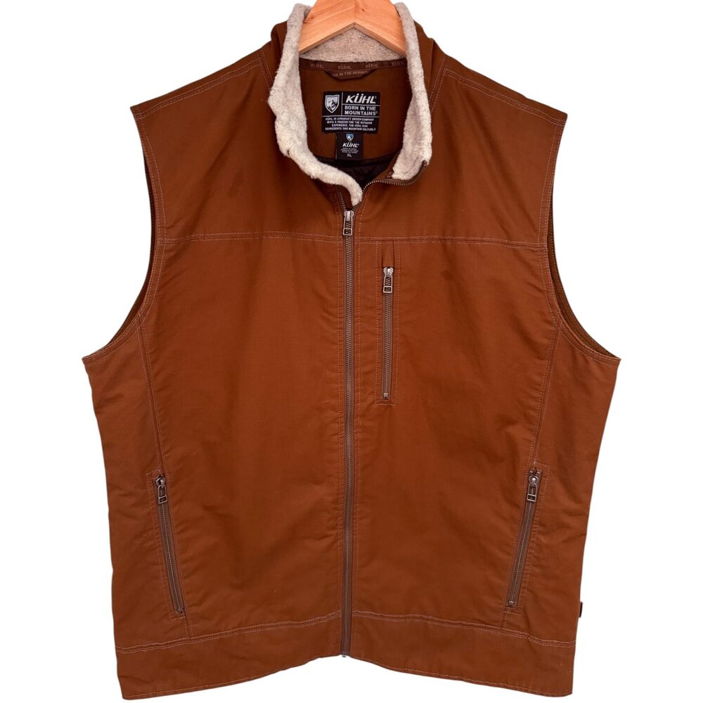 KÜHL Men's XL Beige Patina Dye Brown Burr Vest